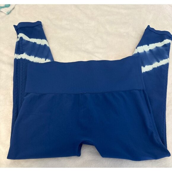 High-Waisted Blue Activewear Leggings With Tie-Dye Detail By JoyLab, XL - Picture 9 of 10